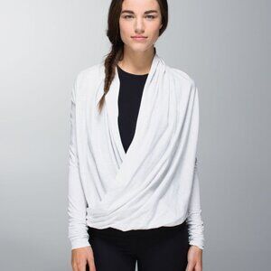 Lululemon Women’s Long Sleeve Iconic Wrap Top Shirt Heathered White Size 8